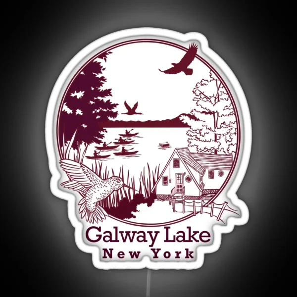 Galway Lake Maroon With Font RGB Neon Sign