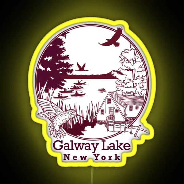 Galway Lake Maroon With Font RGB Neon Sign