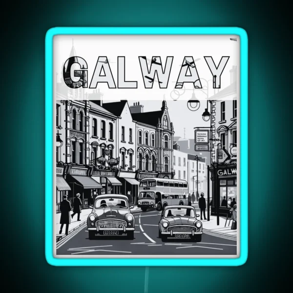 Galway Retro Black And White City RGB Neon Sign