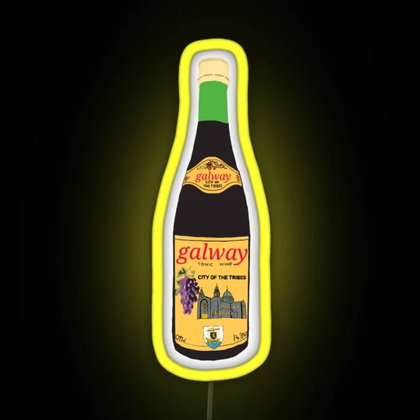 Galway Tonic Wine Buckfast Inspired Illustration For Galway Ireland RGB Neon Sign