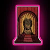 Authentic Iron Throne replica with vibrant RGB neon lights installation.