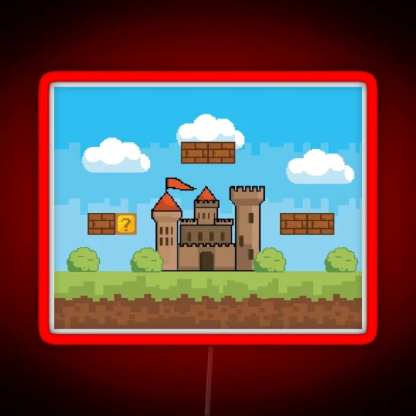 Gamer 8 Bit Castle Video Game Design RGB Neon Sign