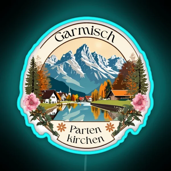 Garmisch Partenkirchen Bavaria Alps Zugspitze RGB Neon Sign