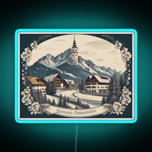 Garmisch Partenkirchen Bavaria Alps Zugspitze RGB Neon Sign