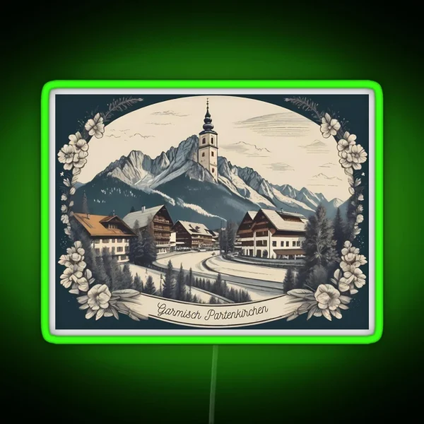 Garmisch Partenkirchen Bavaria Alps Zugspitze RGB Neon Sign