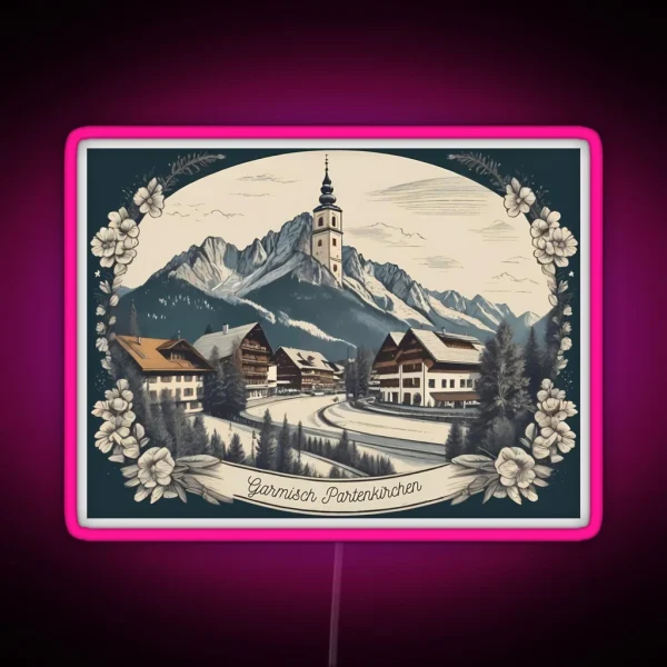 Garmisch Partenkirchen Bavaria Alps Zugspitze RGB Neon Sign