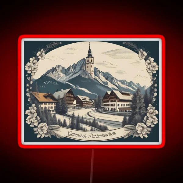 Garmisch Partenkirchen Bavaria Alps Zugspitze RGB Neon Sign
