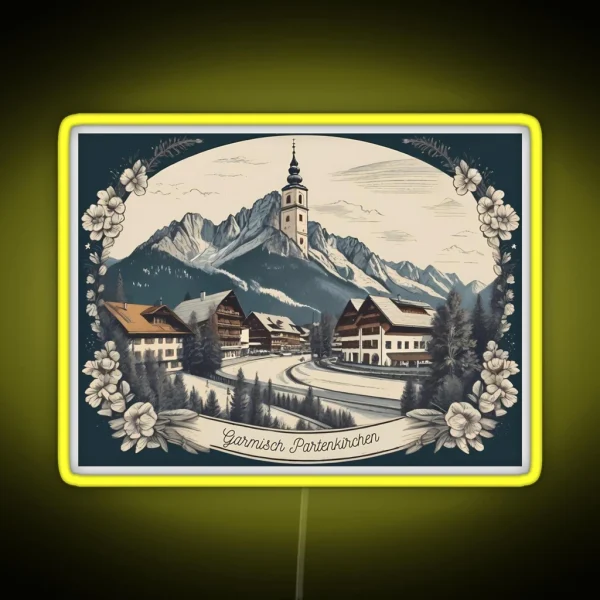 Garmisch Partenkirchen Bavaria Alps Zugspitze RGB Neon Sign