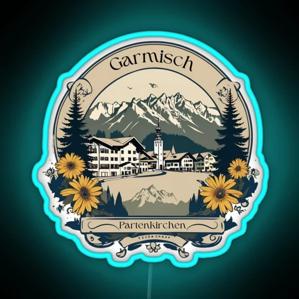 Garmisch Partenkirchen Bavaria Alps Zugspitze RGB Neon Sign