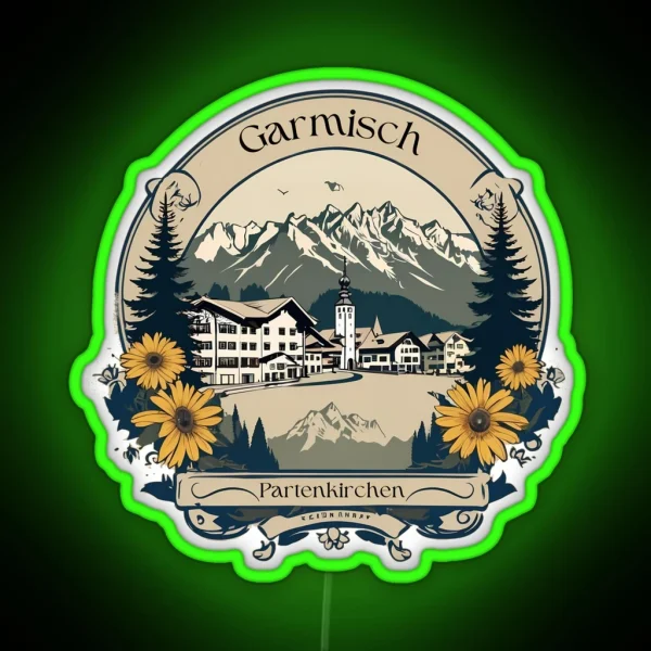 Garmisch Partenkirchen Bavaria Alps Zugspitze RGB Neon Sign