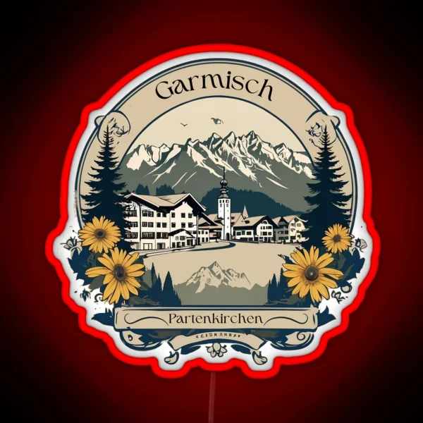 Garmisch Partenkirchen Bavaria Alps Zugspitze RGB Neon Sign