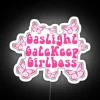 LED neon sign with feminine design and colorful RGB lighting.