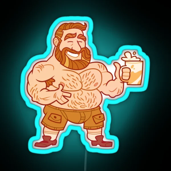 Gay Bear With Beer Mug Led RGB Neon Sign