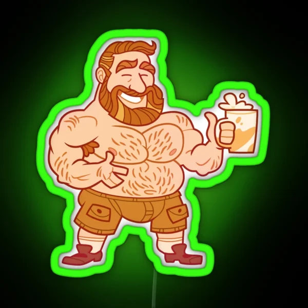 Gay Bear With Beer Mug Led RGB Neon Sign