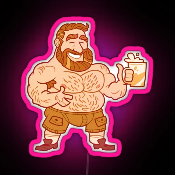 Gay Bear With Beer Mug Led RGB Neon Sign