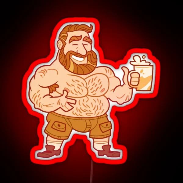 Gay Bear With Beer Mug Led RGB Neon Sign