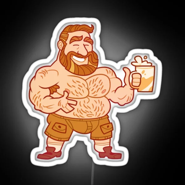 Gay Bear With Beer Mug Led RGB Neon Sign