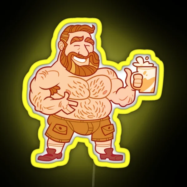 Gay Bear With Beer Mug Led RGB Neon Sign