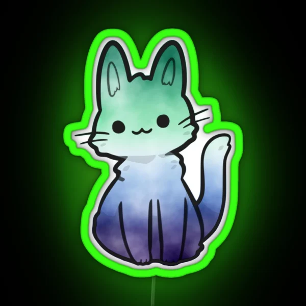 Gay Man Watercolour Cat Subtle Abstract Pride RGB Neon Sign