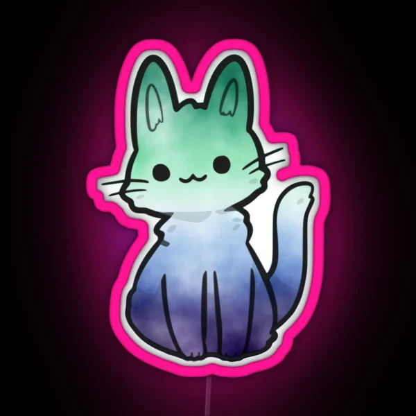 Gay Man Watercolour Cat Subtle Abstract Pride RGB Neon Sign