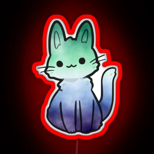 Gay Man Watercolour Cat Subtle Abstract Pride RGB Neon Sign