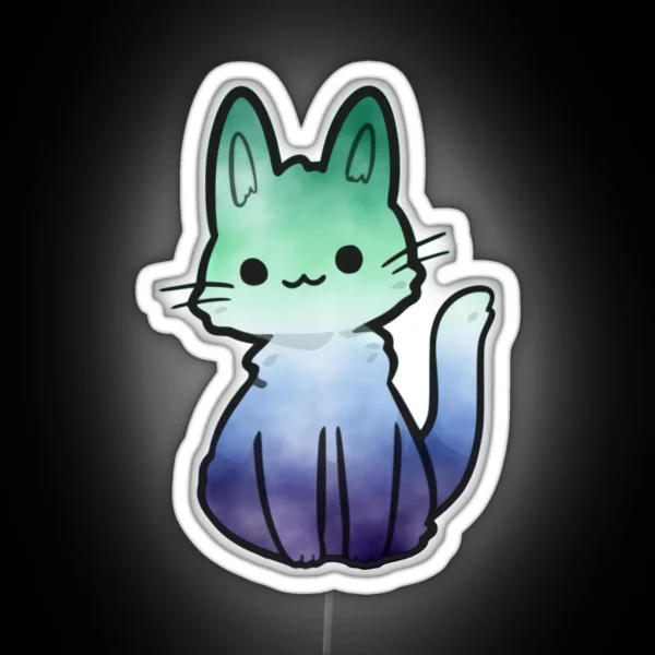 Gay Man Watercolour Cat Subtle Abstract Pride RGB Neon Sign