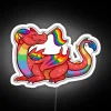 Vibrant Rainbow Neon Sign Featuring Iconic Gay Pride Dragon Emblem