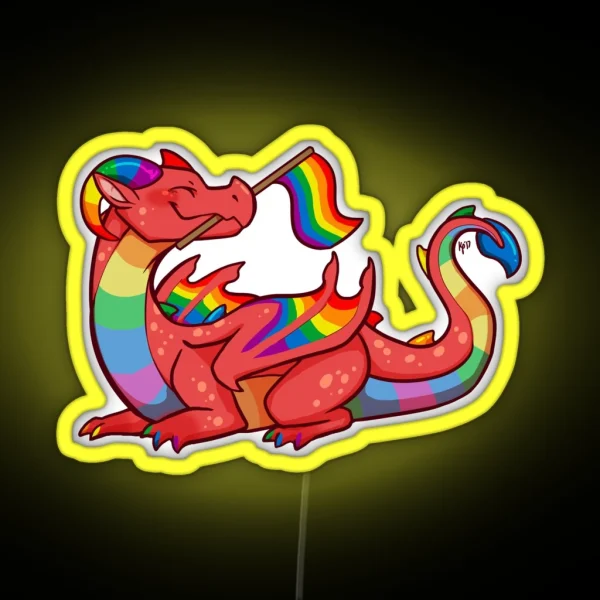 Gay Pride Flag Dragon 1st Edition RGB Neon Sign