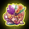 Color changing zodiac neon sign featuring Gemini symbol and teacup design