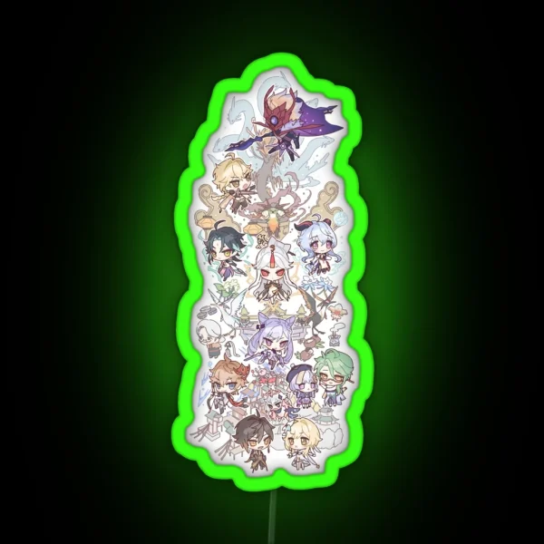 Genshin Impact Chibi Assemble Ultra RGB Neon Sign
