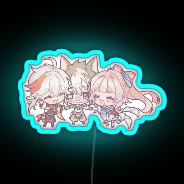 Genshin Impact Chibi Gorou Kokomi And Kazuha RGB Neon Sign