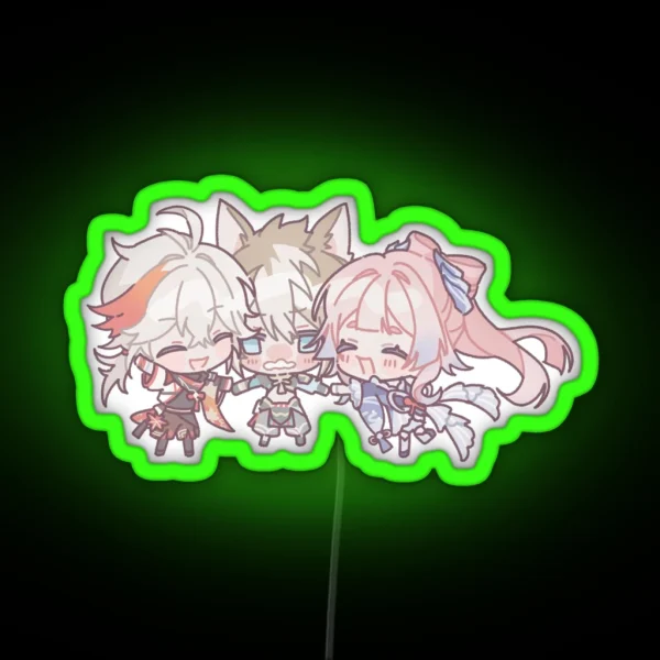 Genshin Impact Chibi Gorou Kokomi And Kazuha RGB Neon Sign