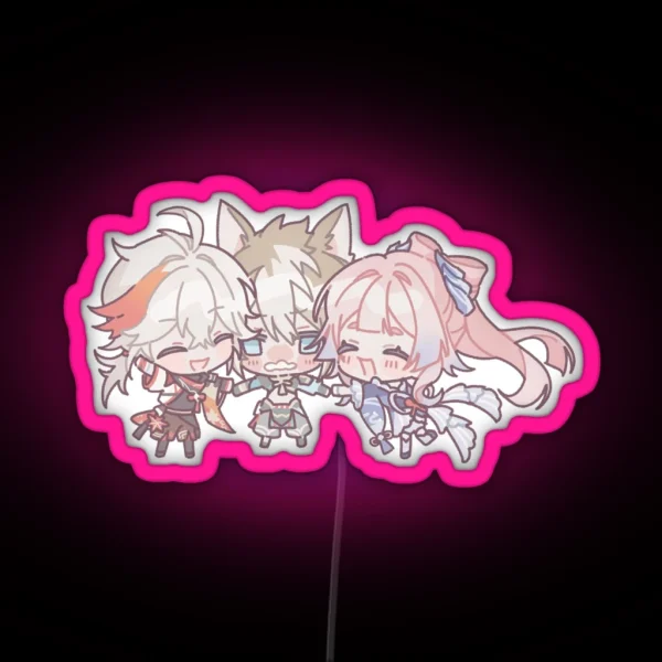 Genshin Impact Chibi Gorou Kokomi And Kazuha RGB Neon Sign
