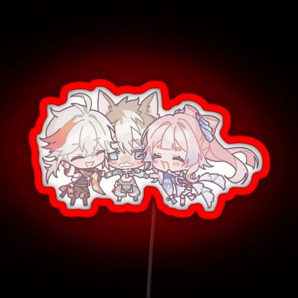 Genshin Impact Chibi Gorou Kokomi And Kazuha RGB Neon Sign