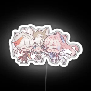 Genshin Impact Chibi Gorou Kokomi And Kazuha RGB Neon Sign