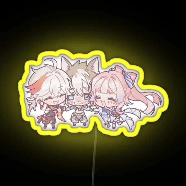 Genshin Impact Chibi Gorou Kokomi And Kazuha RGB Neon Sign