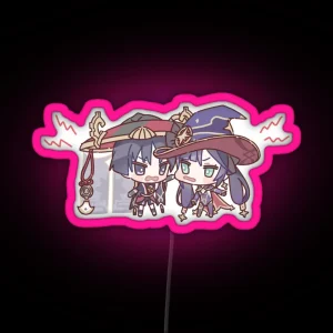 Genshin Impact Chibi Mona And Scaramouche RGB Neon Sign