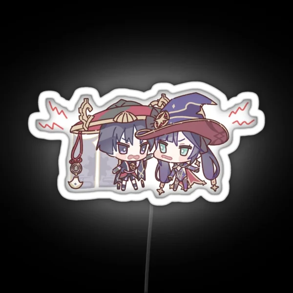 Genshin Impact Chibi Mona And Scaramouche RGB Neon Sign