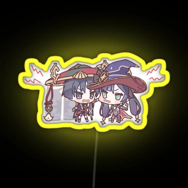 Genshin Impact Chibi Mona And Scaramouche RGB Neon Sign