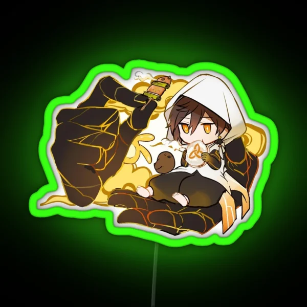Genshin Impact Chibi Zhongli Geo Giant Hand RGB Neon Sign