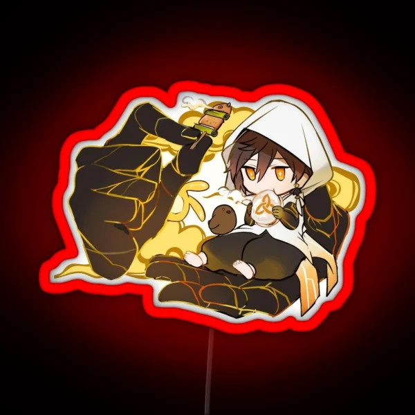 Genshin Impact Chibi Zhongli Geo Giant Hand RGB Neon Sign