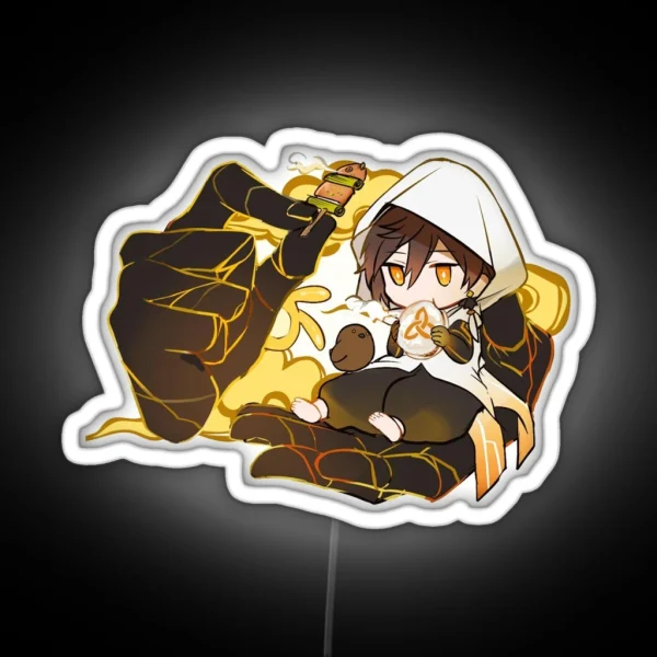 Genshin Impact Chibi Zhongli Geo Giant Hand RGB Neon Sign
