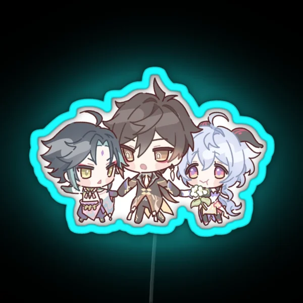 Genshin Impact Chibi Zhongshan Ganyu And Xiao RGB Neon Sign