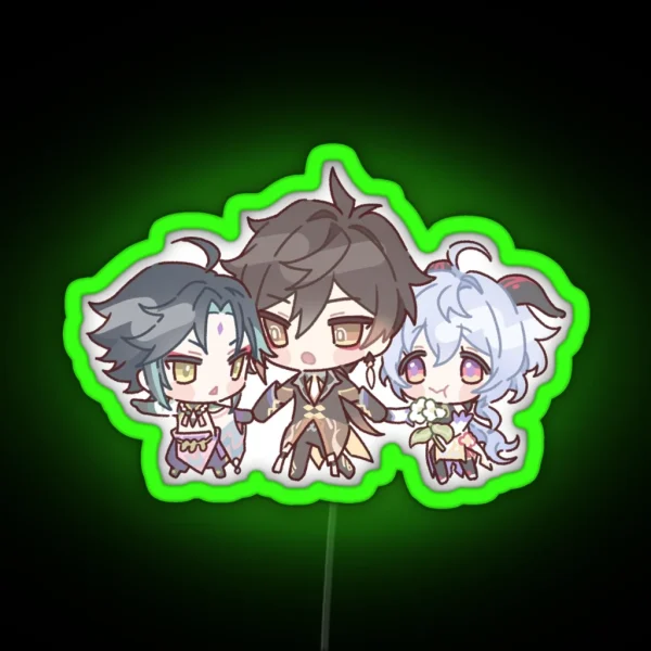 Genshin Impact Chibi Zhongshan Ganyu And Xiao RGB Neon Sign