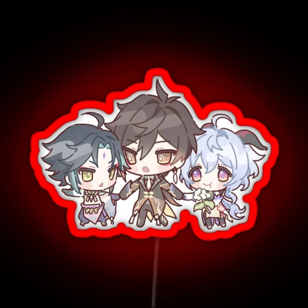 Genshin Impact Chibi Zhongshan Ganyu And Xiao RGB Neon Sign