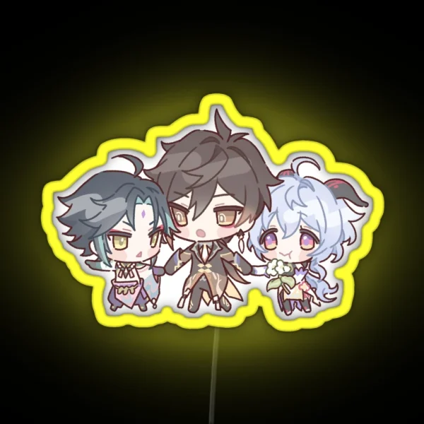Genshin Impact Chibi Zhongshan Ganyu And Xiao RGB Neon Sign