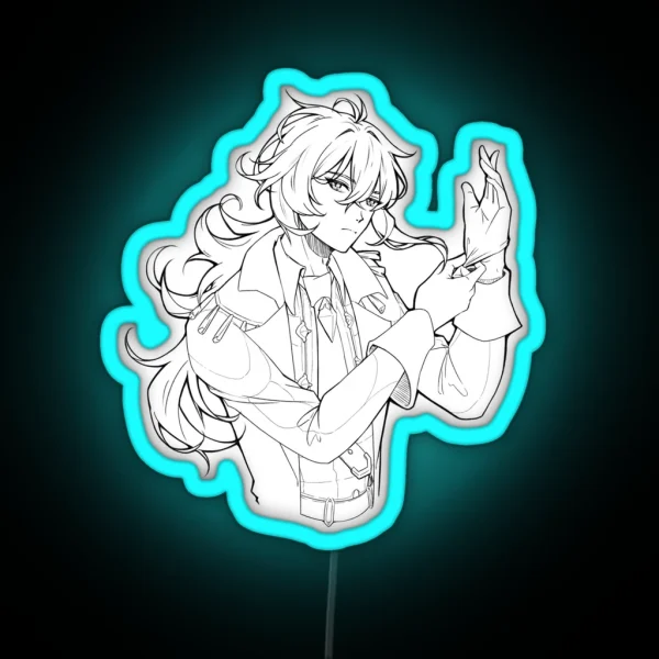 GENSHIN IMPACT Diluc Ragnvindr Lineart RGB Neon Sign
