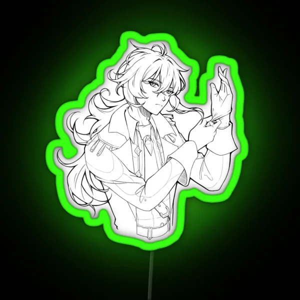 GENSHIN IMPACT Diluc Ragnvindr Lineart RGB Neon Sign