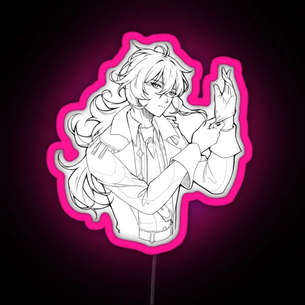 GENSHIN IMPACT Diluc Ragnvindr Lineart RGB Neon Sign