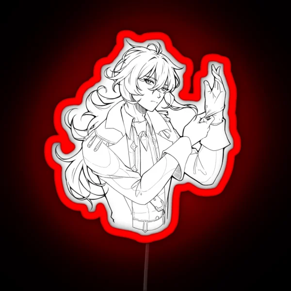 GENSHIN IMPACT Diluc Ragnvindr Lineart RGB Neon Sign